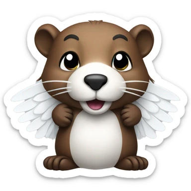 Beaver with white wings sticker