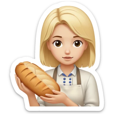 Sick blonde hair girl baking bread sticker
