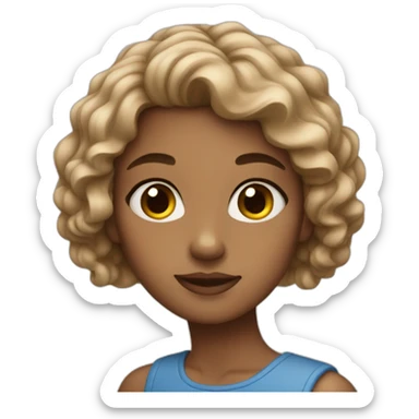 Girl brun hair and blues eyes sticker