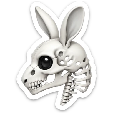 Tête de lapin squelette noire de profil avec des G à la place des yeux  sticker