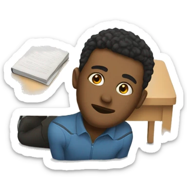 the student lay down on his desk sticker