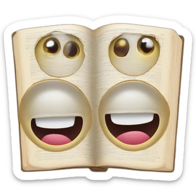 Libro interactivo digital con carita ojos y boca sonriente sticker