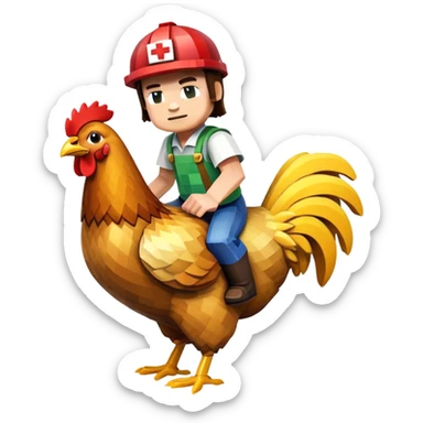 Minecraft chicken jockey  sticker