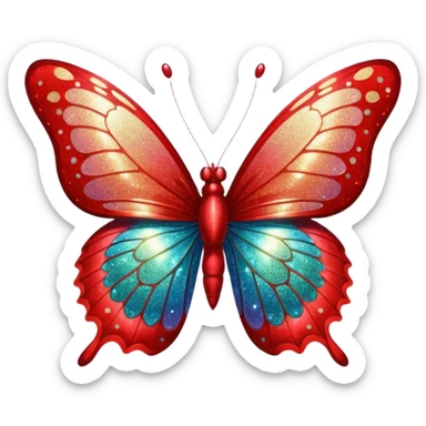 red glitter butterfly sticker