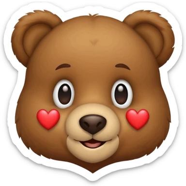 Teddy bear face with heart on the side sticker