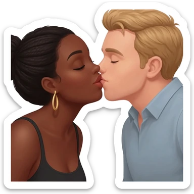 Black and white couple kissing sticker