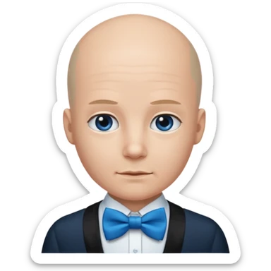 Bald with blue bow tie, balck dress sticker
