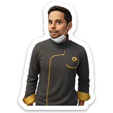 masked boy in outdoor setting sticker