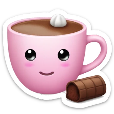 Pink cup with hot coco and little marshmallow  sticker