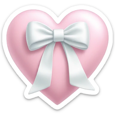 Pastel pink heart with white bow sticker