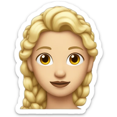 queen face emoji with white skin and split hair, left half Brown and right half blonde sticker