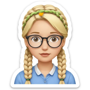 blonde braided girl with glasses sticker