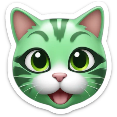 Un chat vert amoureux  sticker