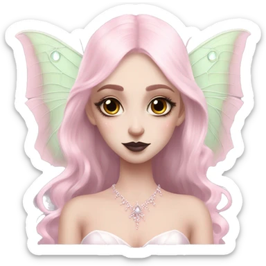 magical pale pink pretty luna moth goth princess fairy bride sticker