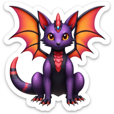 full body hybrid of Salandit Umbreon Noibat and Litten, cute pose sticker