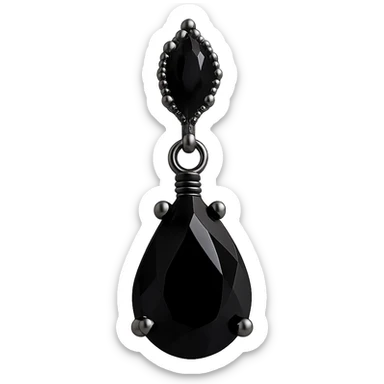 Isolate and keep only the realistic goth earring with black crystal teardrop, remove the background entirely. sticker