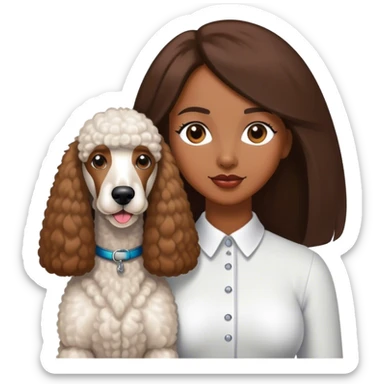 White Standard Poodle and Straight long hair brown skin Women sticker