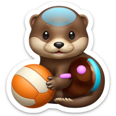 otter with ball and sticker