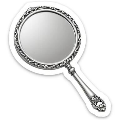 hand mirror, polished silver chrome, erotic vanity aesthetic sticker
