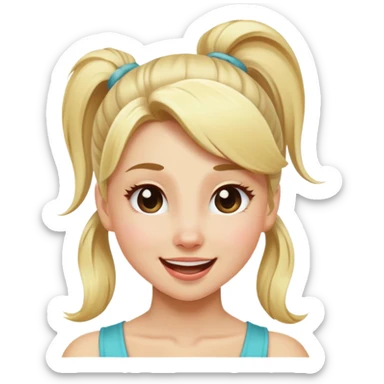 blonde girl with high pony tail hair, winking sticker
