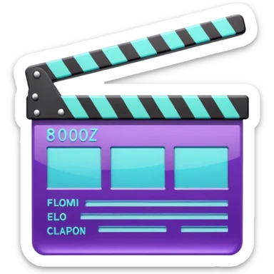 Glitter purple and cian clapperboard sticker