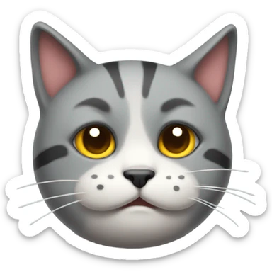 painted cat with sad face and a thermometer in its mouth sticker