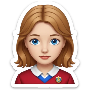 female with scottish red attire and dark blonde hair and blue eyes sticker
