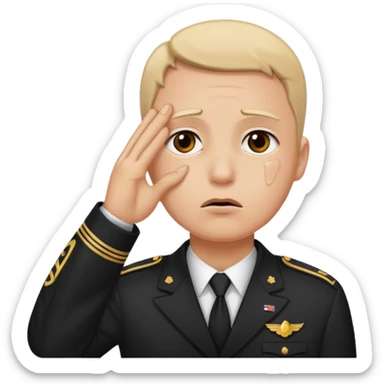 Salute with tear coming out eye sticker