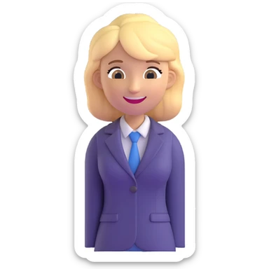 3D emoji style, blonde woman around 40 years old, real estate broker, smiling, professional sticker