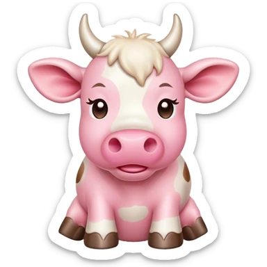 Pink kawaii cow  sticker