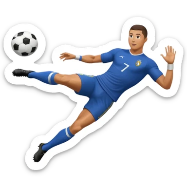 Ronaldo doing a bicycle kick with football sticker