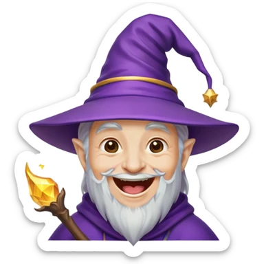 purple hat wizard laugh sticker