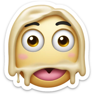 Drooling face with condensed milk flowing out sticker