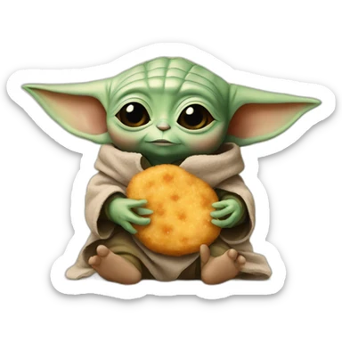 Baby yoda with a chicken nugget sticker