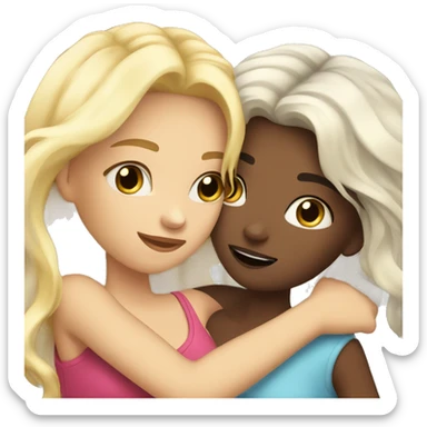 One girl withe black wavy hair hugging another girl with blonde hair sticker