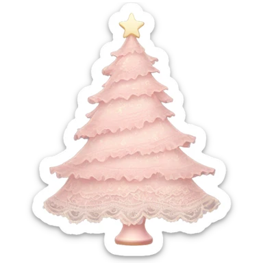 vintage rococo light pink christmas tree with lace and frills sticker