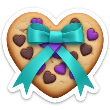 Cookie heart with purple teal awareness ribbon loop sticker