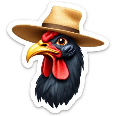 Rooster with hat sticker