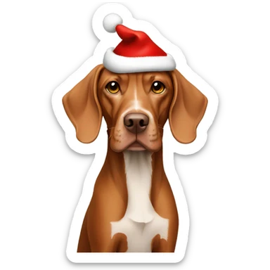 Vizsla with Xmas hat and package  sticker