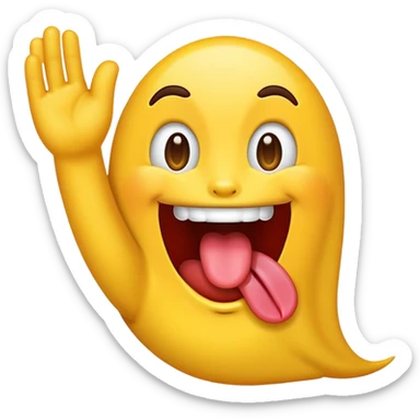Excited ios emoji tongue waving around sticker
