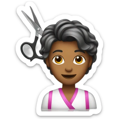 hairdresser with scissors sticker