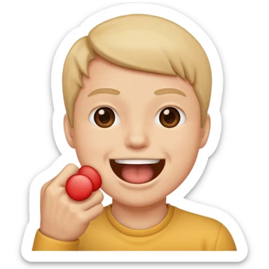 holding fist to mouth holding laughter sticker