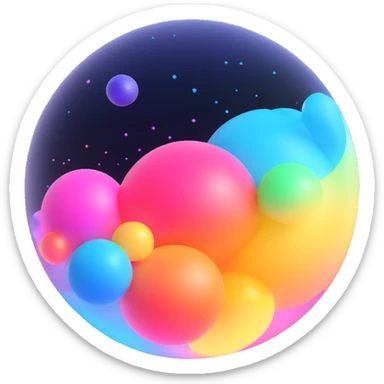 Floating multicolor orb with a soft glow — a little futuristic, particles. sticker