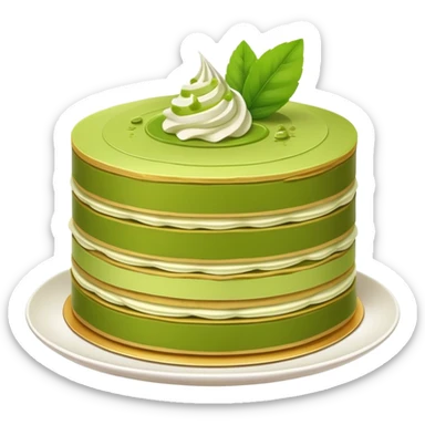 Matcha crepe cake with thin green tea layers sticker