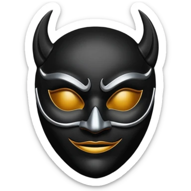 Minimal emoji, gothic mask forged from matte black leather, emotionless expression, smooth heavy surface, subtle leather texture, deep shadows, no glow, no neon, flat emoji style, centered sticker