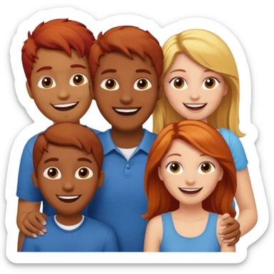 4 inclusive friends (3 girls and 1 man) laughing : 1 man must be brown, 1 girl have to have red hair, an other one must have blond hair and the last one is brown and have brown hair sticker
