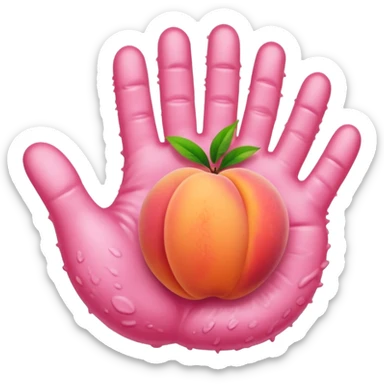 peach with handprint sticker
