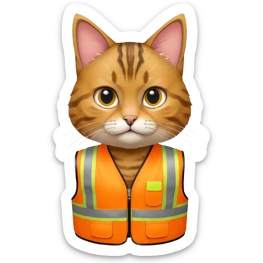 tabby cat in hi-vis clothing facing right sticker