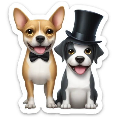 Shark and a dog in tuxedos and top hats sticker