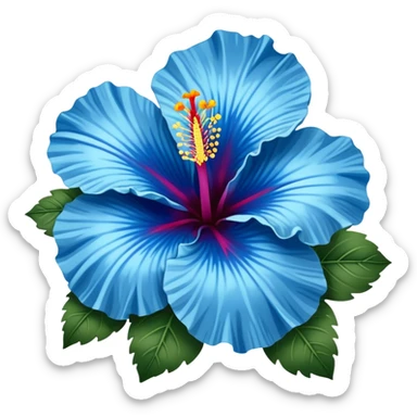 Blue hibiscus flower sticker